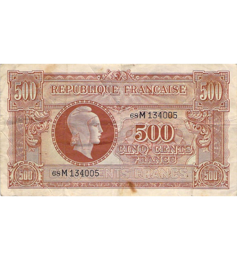 BILLET DU TRESOR - 500 FRANCS MARIANNE type 1945 Série 68 M - TB+
