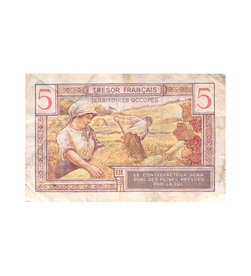 TRÉSOR FRANCAIS - 5 FRANCS type 1947 TERRITOIRES OCCUPÉS - TB+