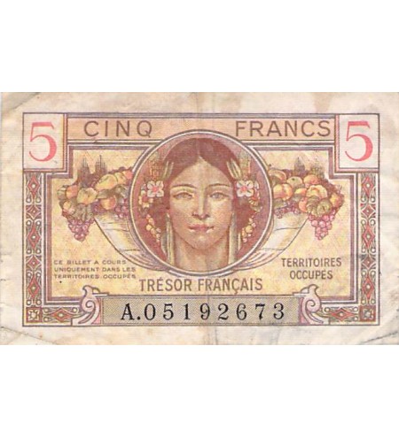 TRÉSOR FRANCAIS - 5 FRANCS type 1947 TERRITOIRES OCCUPÉS - TB+