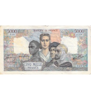 FRANCE, EMPIRE FRANCAIS - 5000 FRANCS 08/10/1942 - TB à TB+