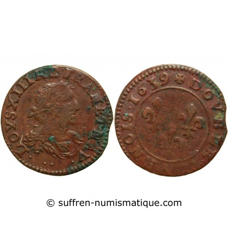 LOUIS XIII - DOUBLE TOURNOIS 1639 "Atelier de l'axe Loire-Rhône"﻿