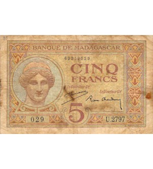 MADAGASCAR - 5 FRANCS 1937