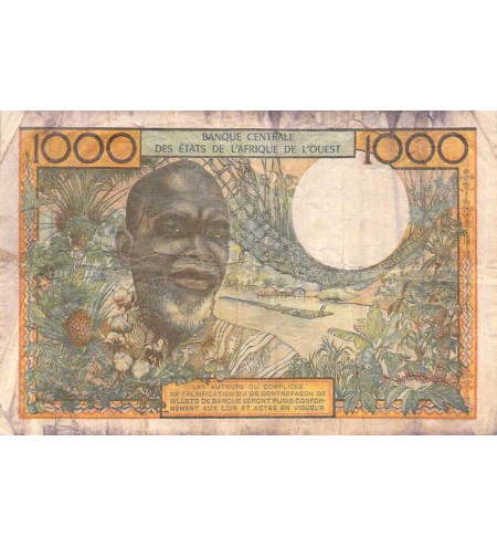 BANQUE DES ETATS DE L'AFRIQUE DE L'OUEST, CÔTE D'IVOIRE - 1000 FRANCS 1965