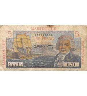 MARTINIQUE - 5 FRANCS 1947 BOUGAINVILLE