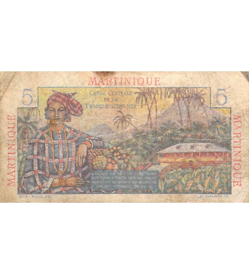 MARTINIQUE - 5 FRANCS 1947 BOUGAINVILLE