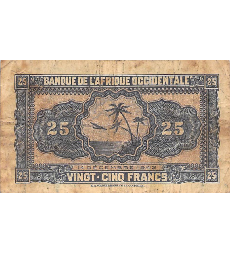 BANQUE DE L'AFRIQUE OCCIDENTALE - 25 FRANCS 14/12/1942
