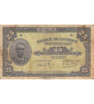 BANQUE DE L'AFRIQUE OCCIDENTALE - 25 FRANCS 14/12/1942