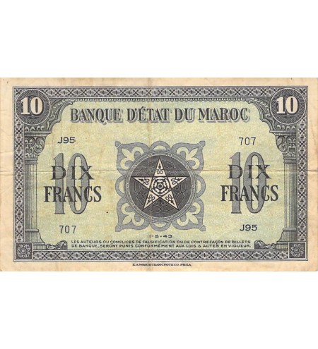 MAROC - 10 FRANCS 01/05/1943