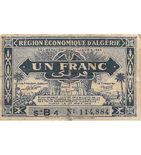 ALGERIE - 1 FRANC 1944 1er tirage