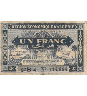 ALGERIE - 1 FRANC 1944 1er tirage 2