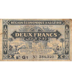 ALGERIE - 2 FRANCS 1944 2e tirage 2