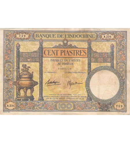 INDOCHINE - 100 PIASTRES 1936 / 1939