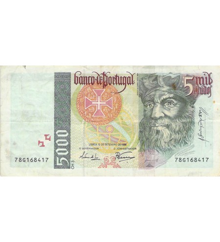 PORTUGAL, VASCO DE GAMA - 5000 ESCUDOS 12/09/1996