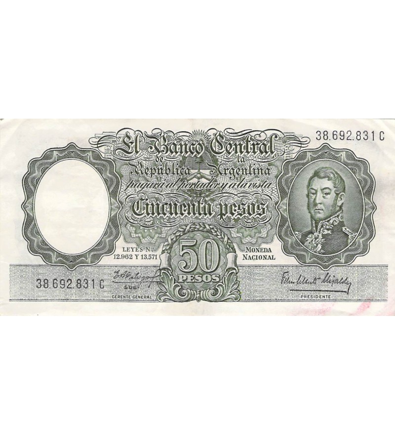 ARGENTINE, GENERAL SAN MARTIN - 50 PESOS 1955 / 1968