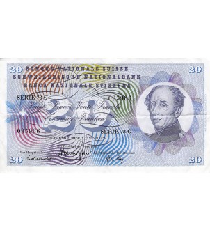 SUISSE, GENERAL DUFOUR - 20 FRANCS 05/01/1970