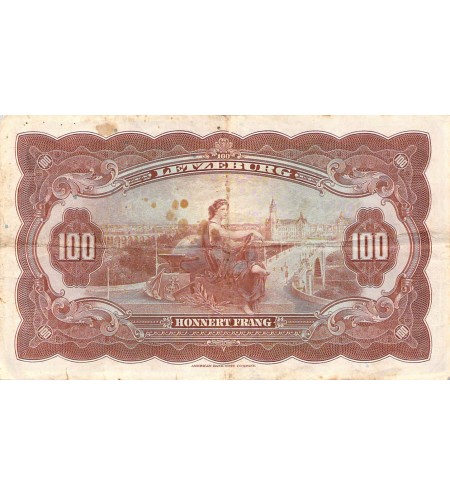 LUXEMBOURG, GRANDE-DUCHESSE CHARLOTTE - 100 FRANCS 1944