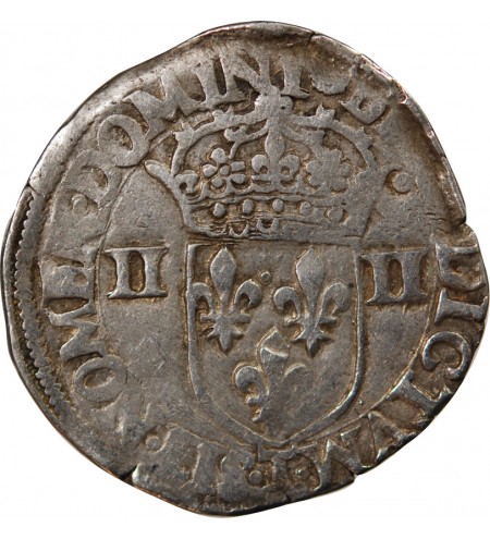 HENRI III - 1/4 ECU ARGENT 1579 T NANTES