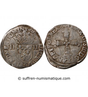 HENRI III - 1/4 ECU ARGENT 1579 T NANTES