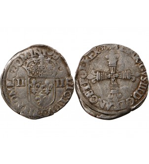 HENRI III - 1/4 ECU ARGENT 1579 T NANTES 2