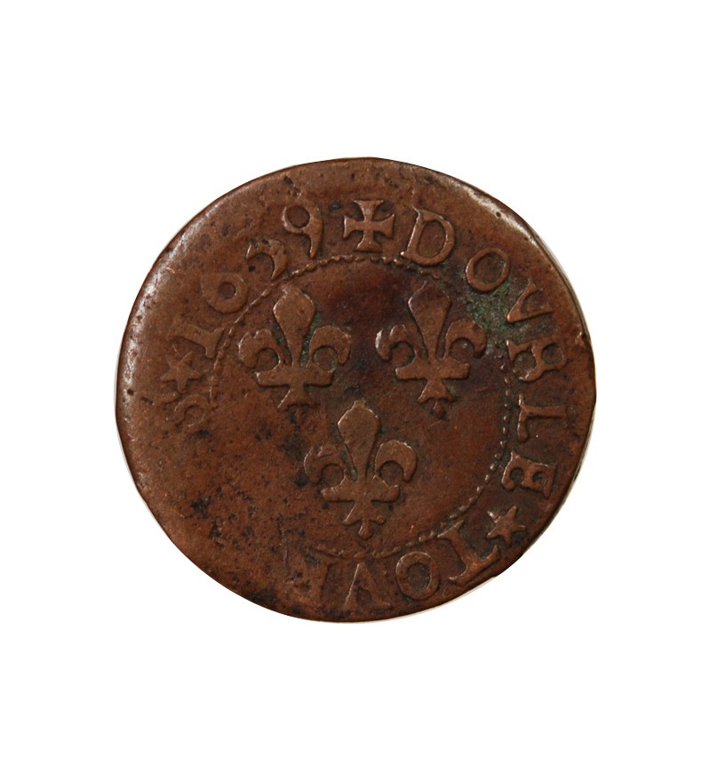 LOUIS XIII - DOUBLE TOURNOIS 1639 H LA ROCHELLE
