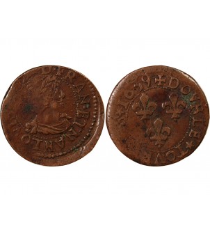 LOUIS XIII - DOUBLE TOURNOIS 1639 H LA ROCHELLE 2