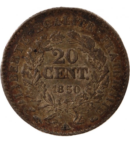 CERES - 20 CENTIMES ARGENT 1850 A PARIS - Oreille Haute