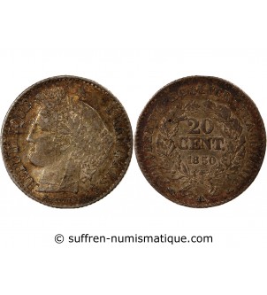 CERES - 20 CENTIMES ARGENT 1850 A PARIS - Oreille Haute