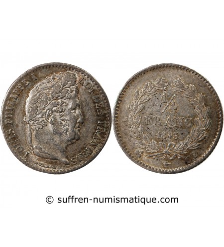 LOUIS PHILIPPE﻿ - 1/4 FRANC ARGENT 1843 B ROUEN
