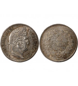 LOUIS PHILIPPE﻿ - 1/4 FRANC ARGENT 1843 B ROUEN 2