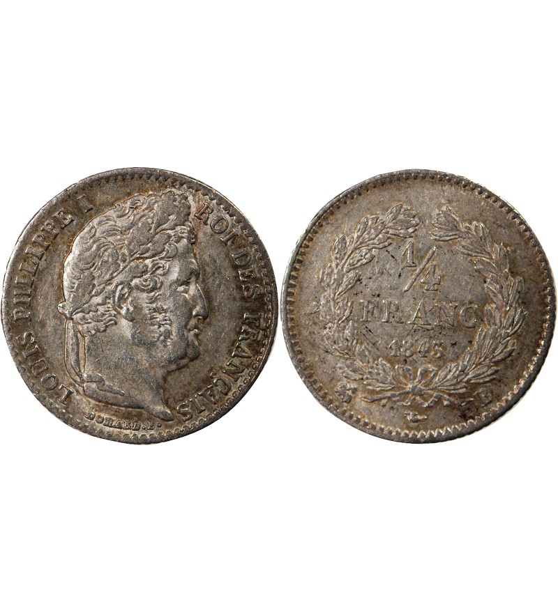 LOUIS PHILIPPE﻿ - 1/4 FRANC ARGENT 1843 B ROUEN