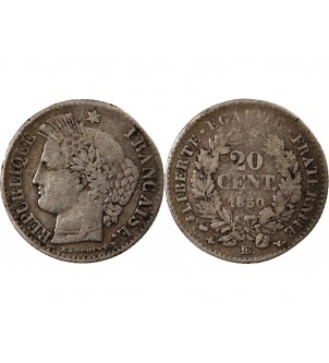 CERES - 20 CENTIMES ARGENT 1850 BB STRASBOURG 2