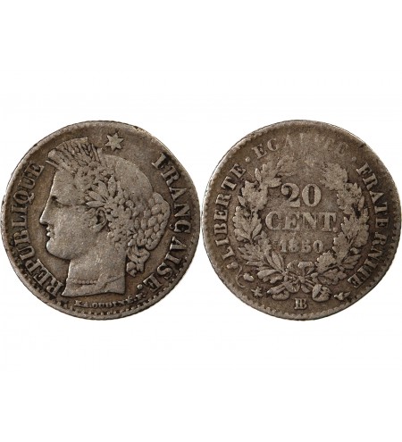 CERES - 20 CENTIMES ARGENT 1850 BB STRASBOURG