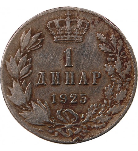 YOUGOSLAVIE, ALEXANDRE Ier - 1 DINAR 1925 POISSY