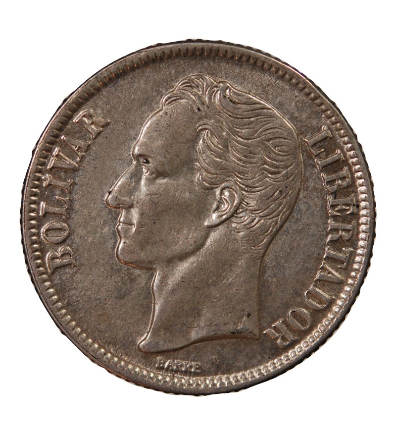 VENEZUELA, SIMON BOLIVAR - 1 BOLIVAR ARGENT 1954