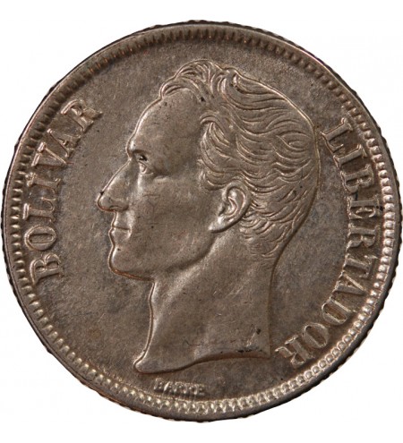 VENEZUELA, SIMON BOLIVAR - 1 BOLIVAR ARGENT 1954