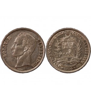 VENEZUELA, SIMON BOLIVAR - 1 BOLIVAR ARGENT 1954 2