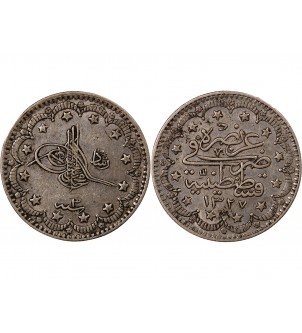 TURQUIE, MEHMET V - 5 KURUSH ARGENT 1911 2