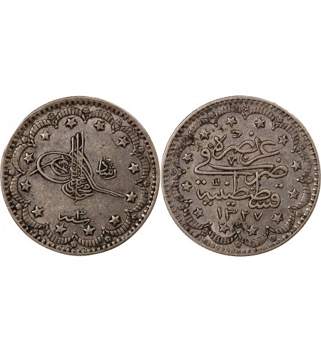 TURQUIE, MEHMET V - 5 KURUSH ARGENT 1911