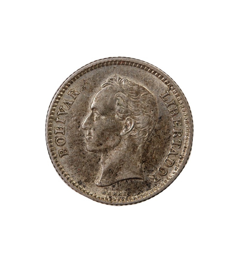 VENEZUELA, SIMON BOLIVAR - 25 CENTIMOS ARGENT 1954