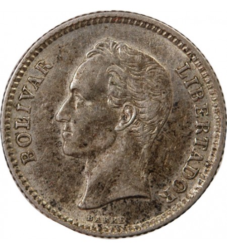 VENEZUELA, SIMON BOLIVAR - 25 CENTIMOS ARGENT 1954