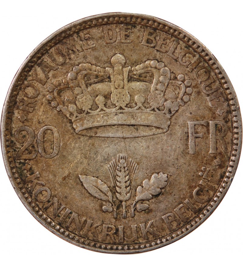 BELGIQUE, LEOPOLD III - 20 FRANCS ARGENT 1935