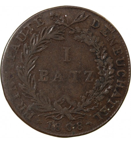 SUISSE, NEUCHÂTEL - 1 BATZ 1808
