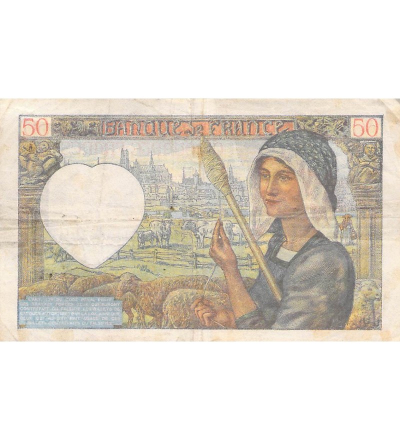 FRANCE, JACQUES COEUR - 50 FRANCS 18/12/1941 - SÉRIE E.142 - TB+