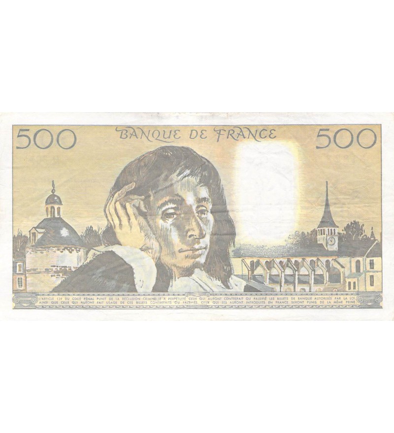 FRANCE, PASCAL - 500 FRANCS 01/02/1990 - SÉRIE Q.304 - TTB