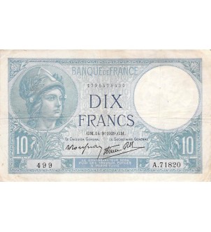 FRANCE - 10 FRANCS MINERVE 14/09/1939 - TB+ 2