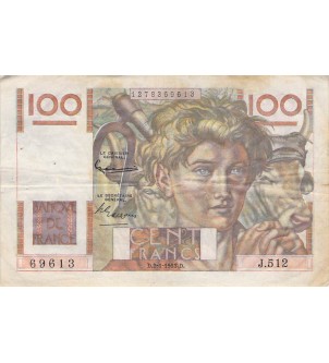FRANCE, JEUNE PAYSAN - 100 FRANCS 02/01/1953 - SÉRIE J.512 - TB+
