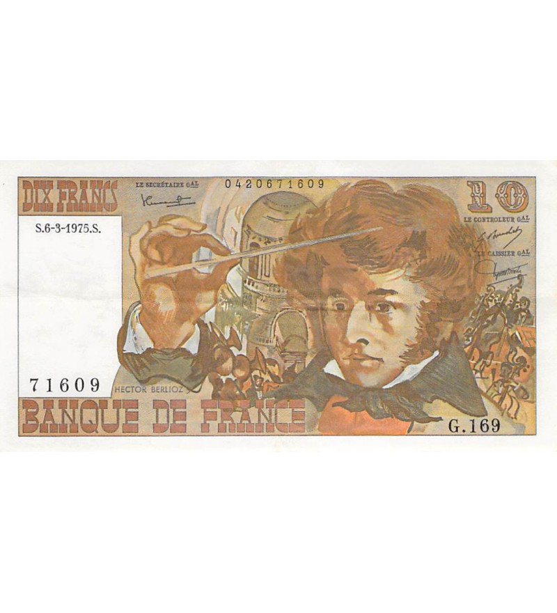 FRANCE, BERLIOZ - 10 FRANCS 06/03/1975 - SÉRIE G.169 - TTB+