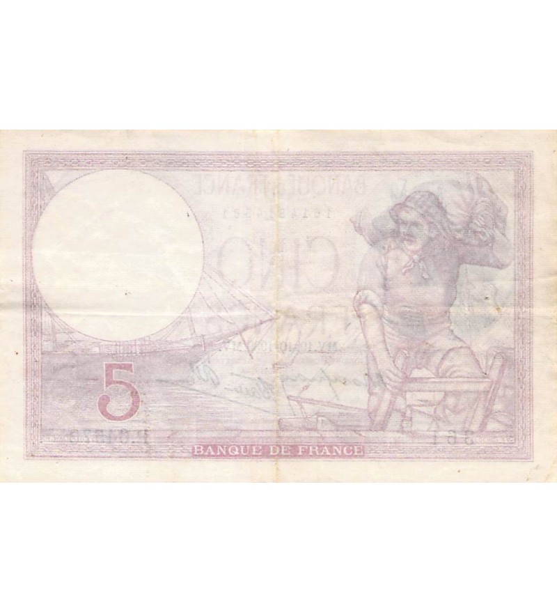 FRANCE - 5 FRANCS VIOLET 19/10/1939 - TTB