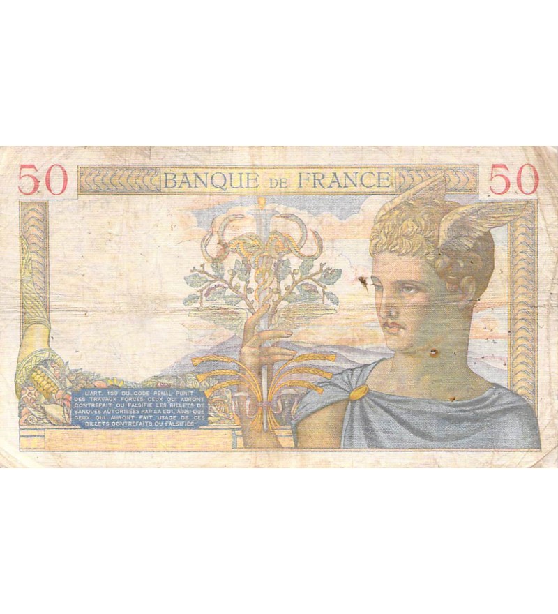 FRANCE - 50 FRANCS CERES 13/07/1939 - TB
