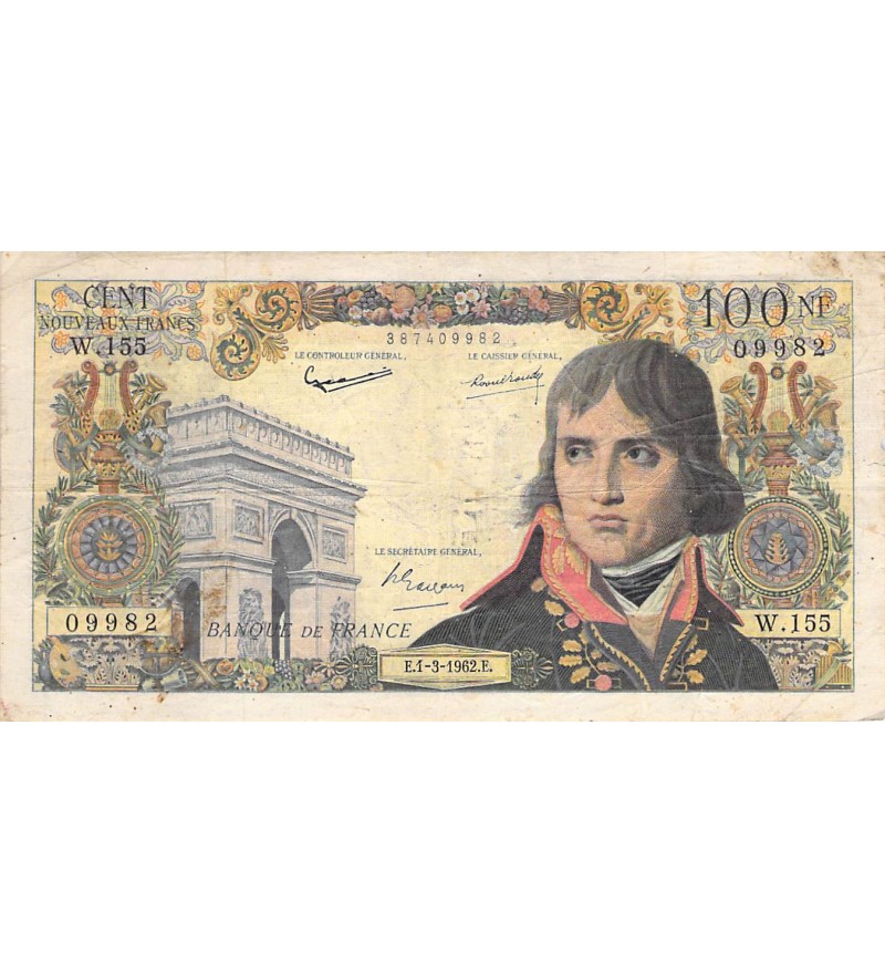 FRANCE, BONAPARTE - 100 NF 01/03/1962 - SÉRIE W.155 - TB